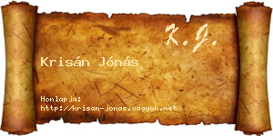 Krisán Jónás névjegykártya